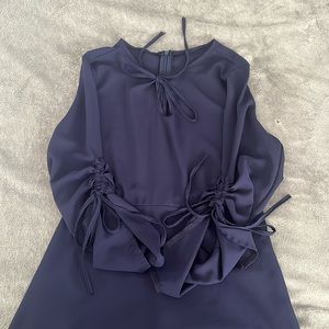 dark blue dress.